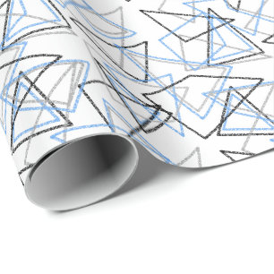 Geometric shapes in chalk on white wrapping paper