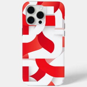 🔴 Geometric Shapes in Red and White ⚪ iPhone 15 Pro Max Case