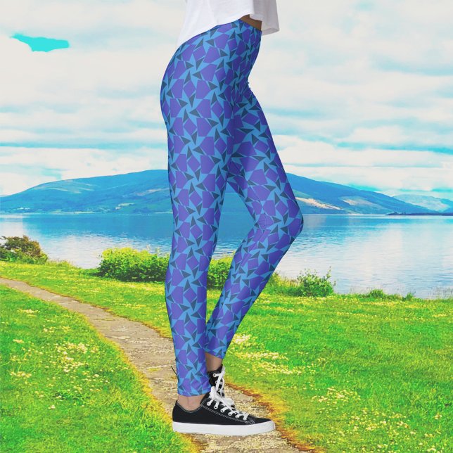  Geometric Shapes in Turquoise and Blue Leggings (Creator Uploaded)