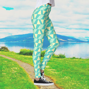  Geometric Shapes in Turquoise and Yellow Leggings