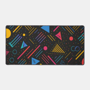 Geometric shapes, lines, dots in vibrant colours desk mat