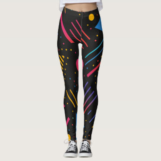 Geometric shapes, lines, dots in vibrant colours leggings