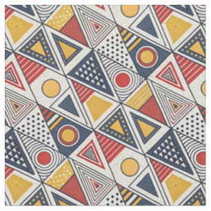 Geometric Shapes & Lines Pattern Memphis Style Art Fabric