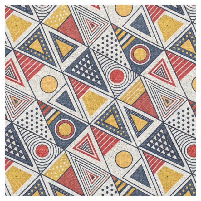 Geometric Shapes & Lines Pattern Memphis Style Art Fabric (Close Up)