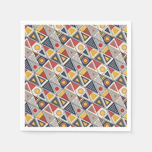 Geometric Shapes & Lines Pattern Memphis Style Art Napkin (Front)