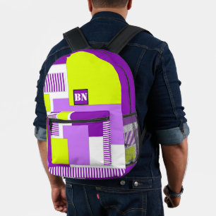 Geometric shapes made of multicolored paper printed backpack