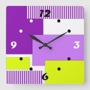 Geometric shapes made of multicolored paper square wall clock