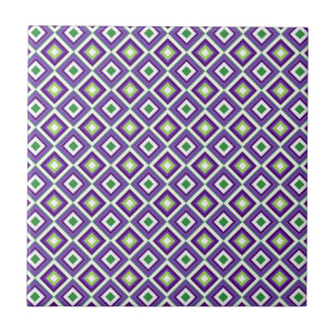 Geometric Shapes Mystic Purple Green Rhombuses Tile