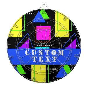 GEOMETRIC SHAPES NEON RETRO 80'S FASHION PATTERN DARTBOARD