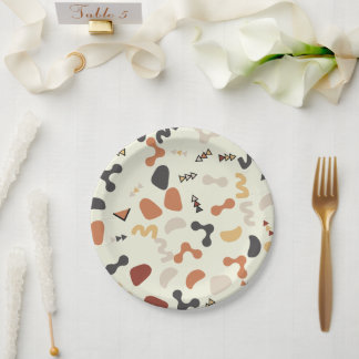 Geometric Shapes Orange Birthday Party Plates