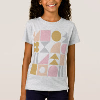 Geometric Shapes Pattern in Pastel Pink and Gold