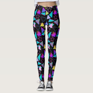 Geometric Shapes Pattern Vintage Style 01.bwx4 Leggings