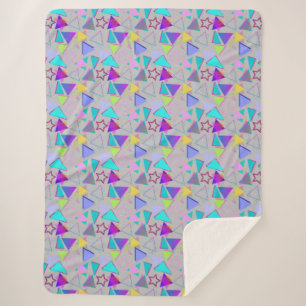 Geometric Shapes Pattern Vintage Style 01x4 LGrey Sherpa Blanket