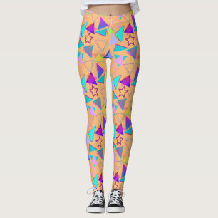 Geometric Shapes Pattern Vintage Style 01x4 LOrang Leggings