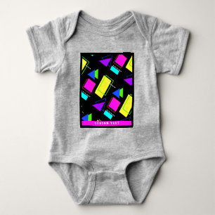 GEOMETRIC SHAPES PATTERNED NEON RETRO 80'S FASHION BABY BODYSUIT