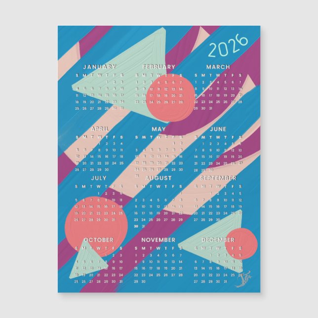 Geometric shapes vintage colours - 2026 calendar  (Front)