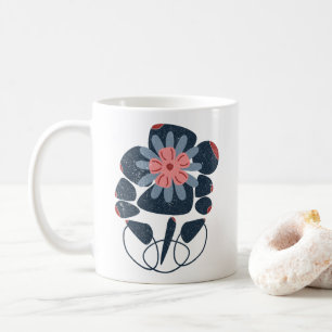 geometric shapes with colourful flower coffee mug