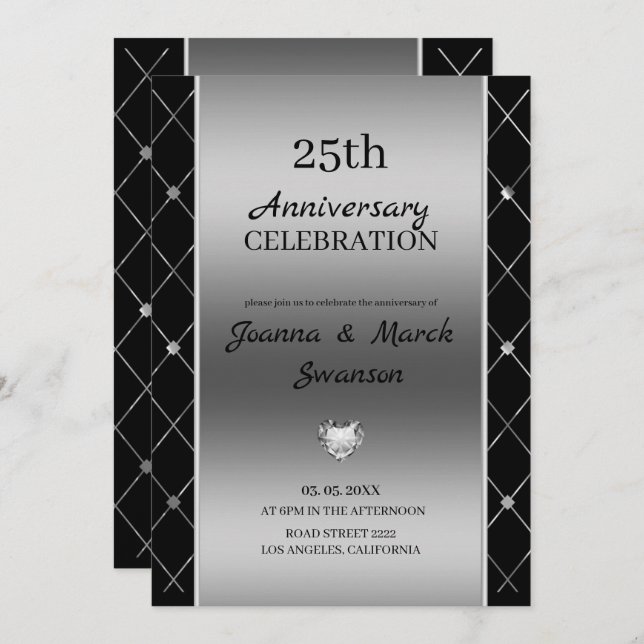 Geometric Shapes With Diamonds Invitation (Front/Back)