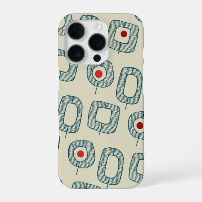 Geometric Shapes with Red Dots iPhone 16 Pro Case (Back)