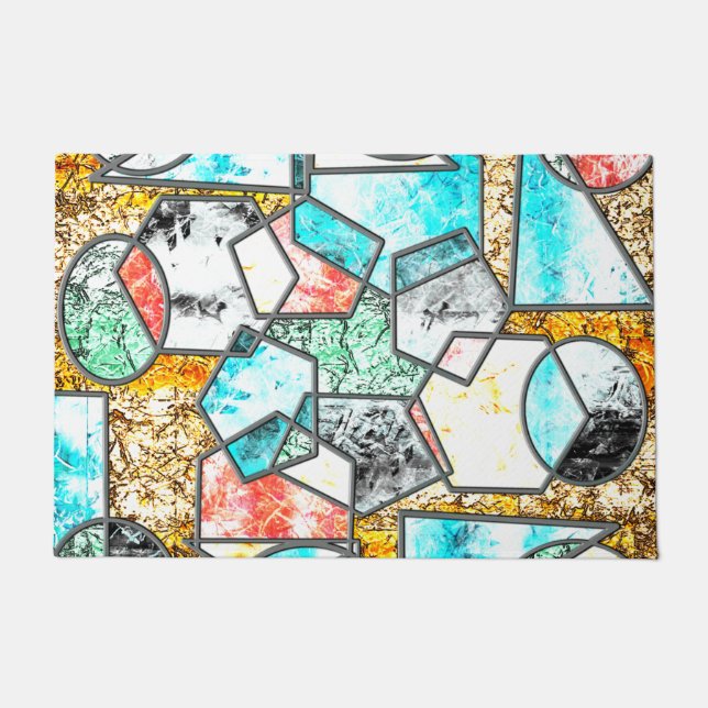 Geometric shapes with strange whitish textures doormat (Front)