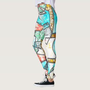 Geometric shapes with weird whitish textures leggings