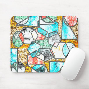 Geometric shapes with weird whitish textures mouse mat
