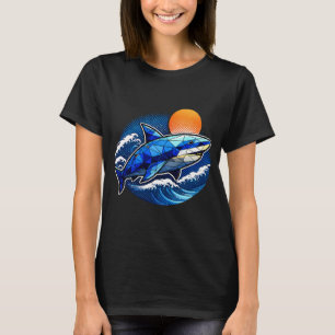 Geometric Shark Ocean Wave Emblem T-Shirt