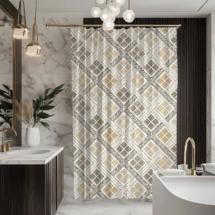 Geometric Shower Curtain Neutral Pastel Modern
