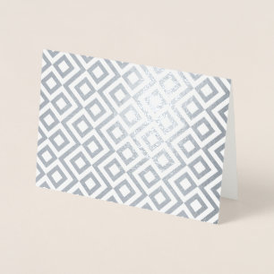 Geometric Silver and White Meander Foil Card
