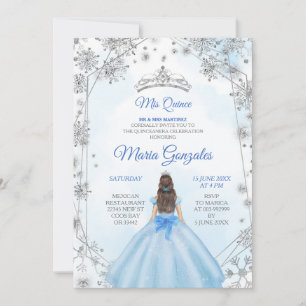 Geometric Silver Blue Mexican Sweet 15th Birthday  Invitation