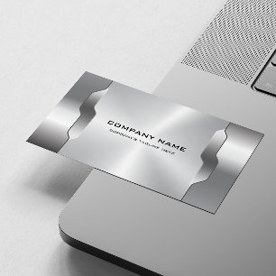 Geometric Silver Grey Metallic Texture Business Card