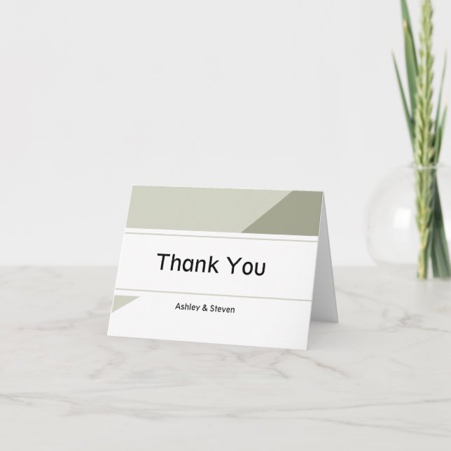 Geometric Silver Sage Thank You Card (Front)
