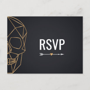 Geometric Skull Wedding RSVP Invitation Postcard