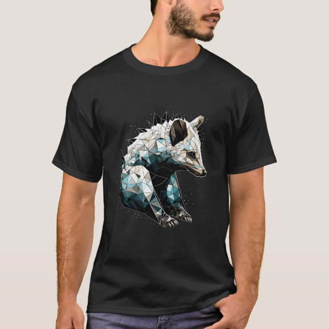 Geometric Skunk Animal Polygonal Pattern T-Shirt (Front)