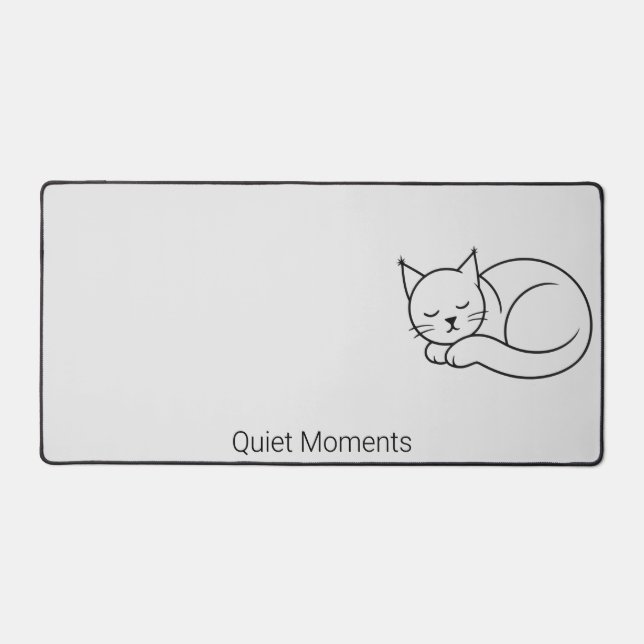 Geometric Sleeping Cat Zen Minimalist Desk Mat (Front)