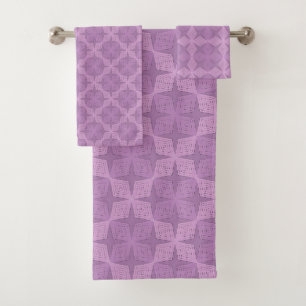 Geometric smoky lilac art deco bath towel set
