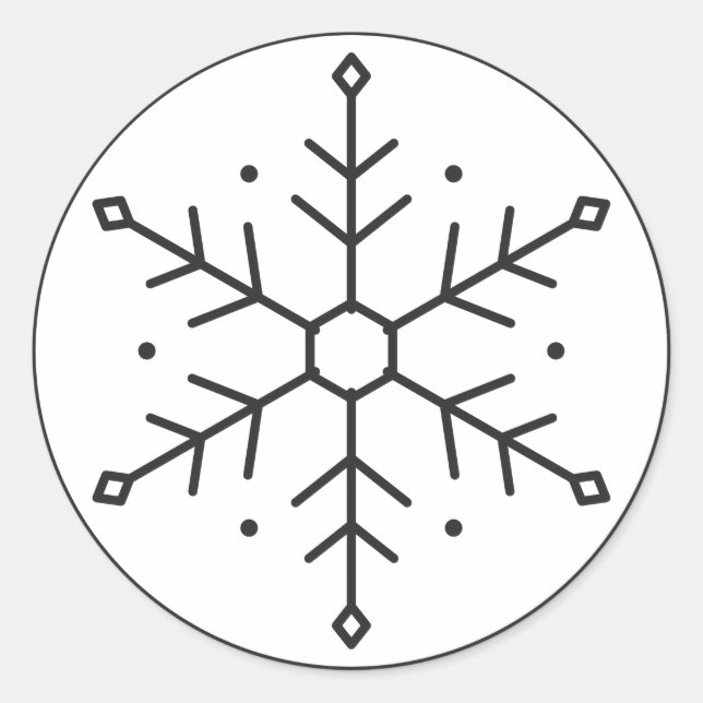 Geometric Snowflake in a Circle Linework Classic Round Sticker (Front)