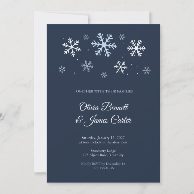 Geometric Snowflake Winter Wedding Invitation (Front)