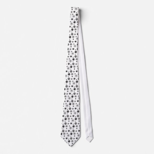 Geometric Snowflakes 2 Tie - Liquorice (Front)