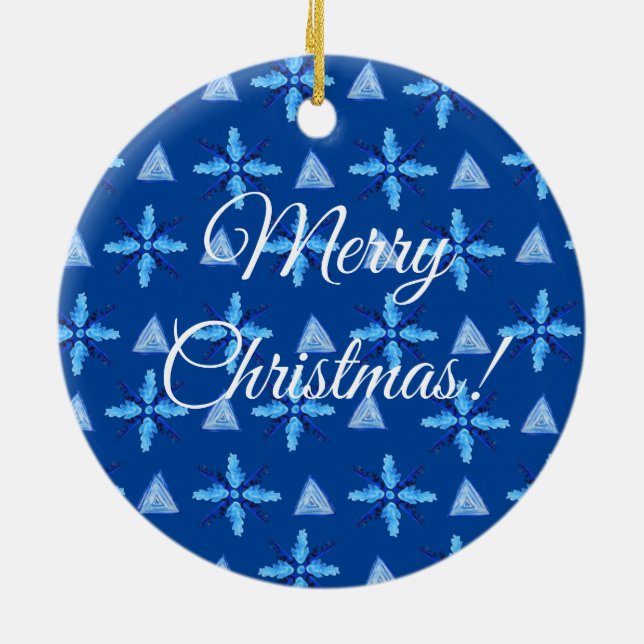 Geometric Snowflakes  Ceramic Tree Decoration (Back)