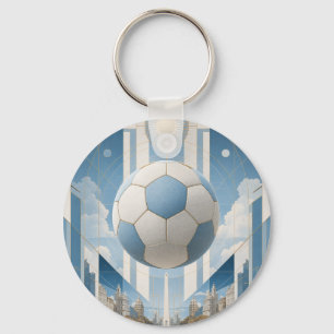 Geometric Soccer Cityscape-Argentina Key Ring