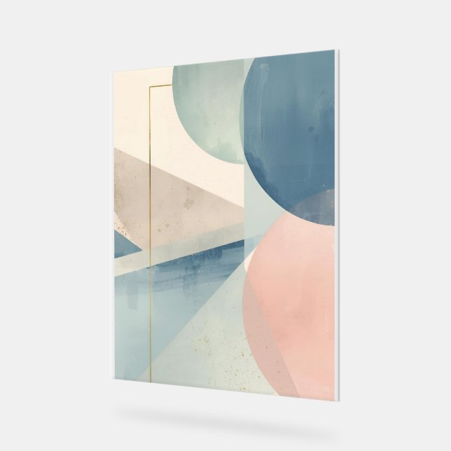 Geometric Soft Tones – Modern Pastel Abstract Wall Acrylic Sign (Angle)