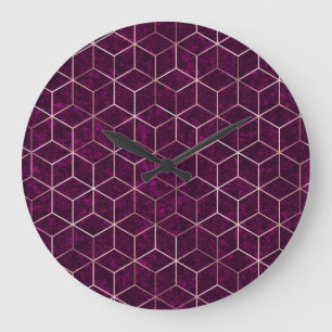 Geometric Sparkle Gold Foil Texture Large Clock