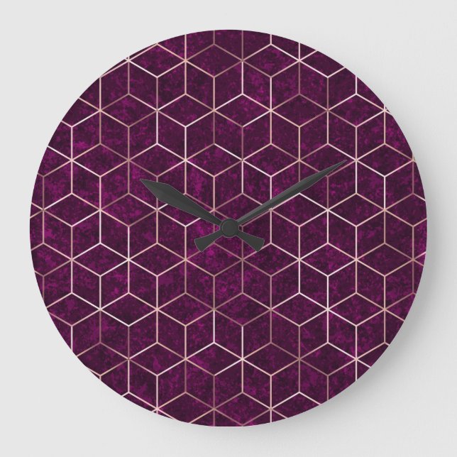 Geometric Sparkle Gold Foil Texture Large Clock (Front)