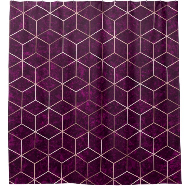 Geometric Sparkle Gold Foil Texture Shower Curtain (Front)