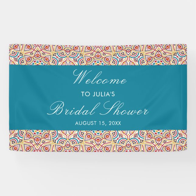 Geometric Sparkles Copper Metallic Bridal Shower Banner (Horizontal)