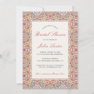 Geometric Sparkles Copper Metallic Bridal Shower Invitation