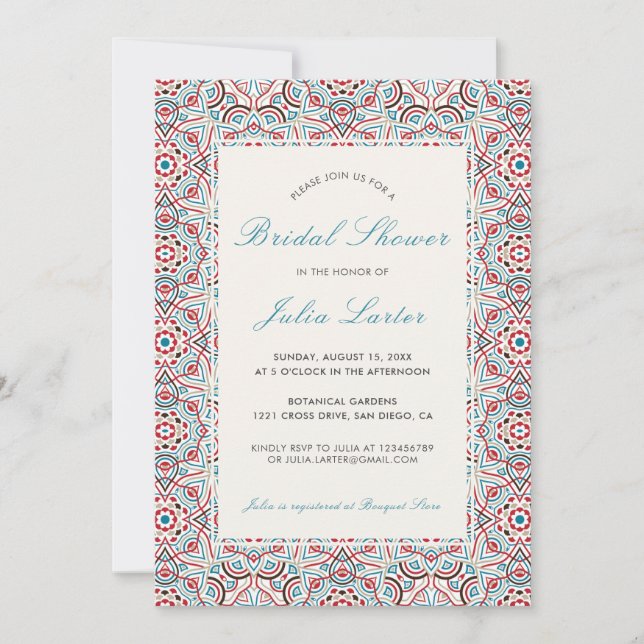 Geometric Sparkles Copper Metallic Bridal Shower Invitation (Front)