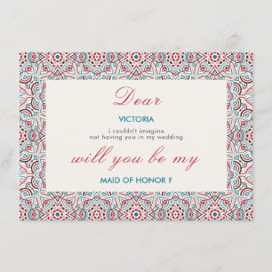 Geometric Sparkles Copper Metallic Bridesmaid Card