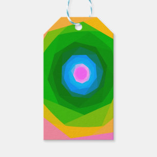 Geometric Spiral in Green and Blue Gift Tags